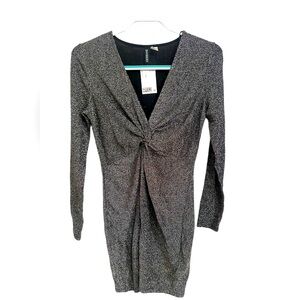 H&M silver/shiny glitter long sleeve mini dress.